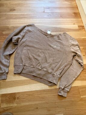 VS Pink Washed Taupe Women's Pullover Sweatshirt